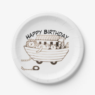 Baby Noah Ark with curved Happy Birthday design Pappteller