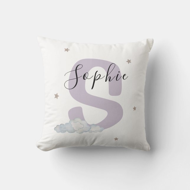 Baby Nursery Throw Pillow Custom Name Initial Kissen (Vorderseite)