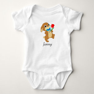 Baby Oaster Bunny mit Rote Rose Strampler