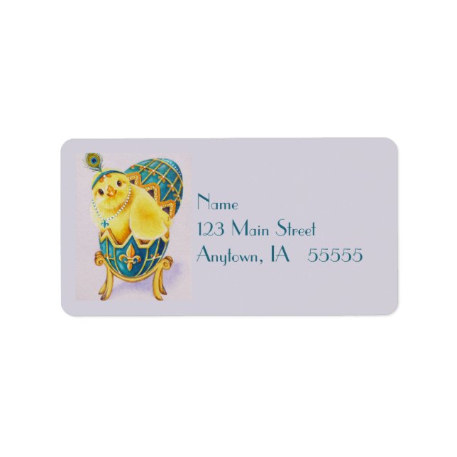 Baby Oaster Flapper Chick Blaues Ei Wasserfarbe Ku Adressaufkleber (Vorne)