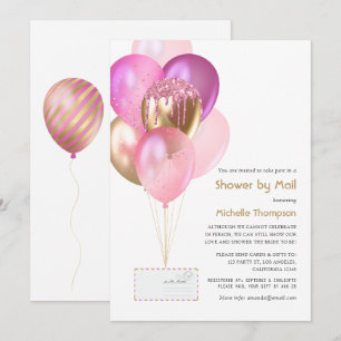 Baby- oder Brautparty per Post mit rosa und golden Einladung