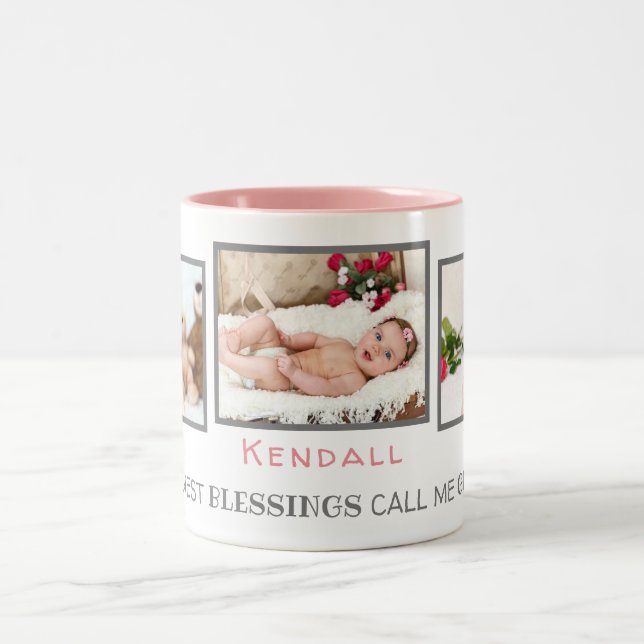 Baby- oder Kindercoffee-Tasse für Oma in Pink Zweifarbige Tasse (Mittel)