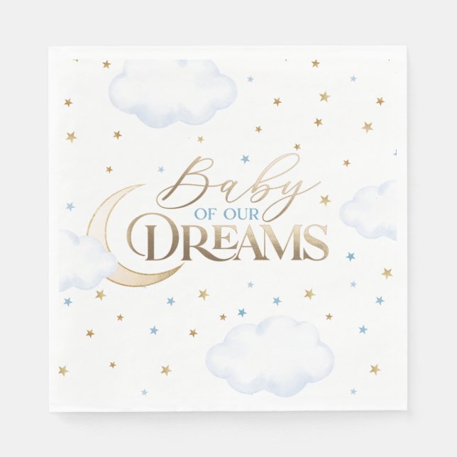 Baby of our Dreams Moon and Stars Blue Baby Shower Serviette (Vorderseite)