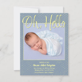Baby Oh, Hello Flat Announcement Card Ankündigung