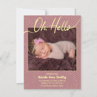 Baby Oh, Hello Flat Announcement Card Ankündigung