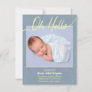 Baby Oh, Hello Flat Announcement Card Ankündigung