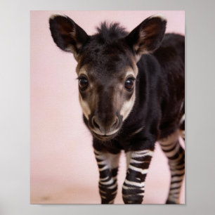 Baby Okapi-Porträt Exotische Kinderzimmer-Kunst Poster