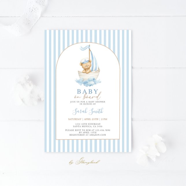 Baby on Board Baby Shower Boy Einladung (Von Creator hochgeladen)