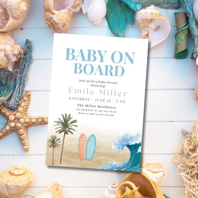 Baby On Board Baby Shower, Surfing Boy Baby Shower Einladung (Von Creator hochgeladen)