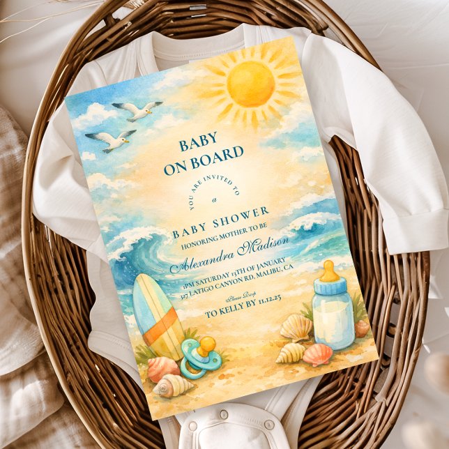 Baby On Board Beach Baby Shower Einladung (Von Creator hochgeladen)