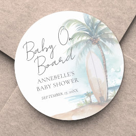 Baby On Board Beach Baby Shower Runder Aufkleber
