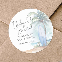Baby On Board Beach Baby Shower Runder Aufkleber