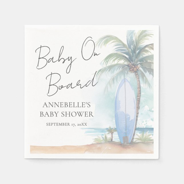 Baby On Board Beach Baby Shower Serviette (Vorderseite)
