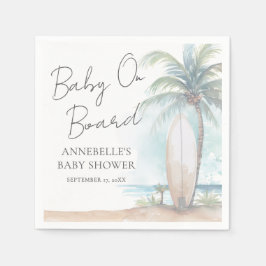 Baby On Board Beach Baby Shower Serviette