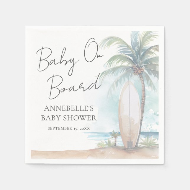 Baby On Board Beach Baby Shower Serviette (Vorderseite)