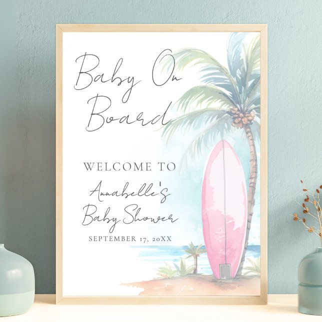 Baby On Board Beach Baby Shower Welcome Sign Poster (Baby On Board Beach Baby Shower Welcome Sign)