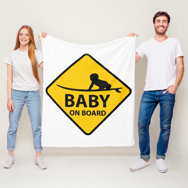Baby on Board funny baby design with surf board Fleecedecke (Beispiel)
