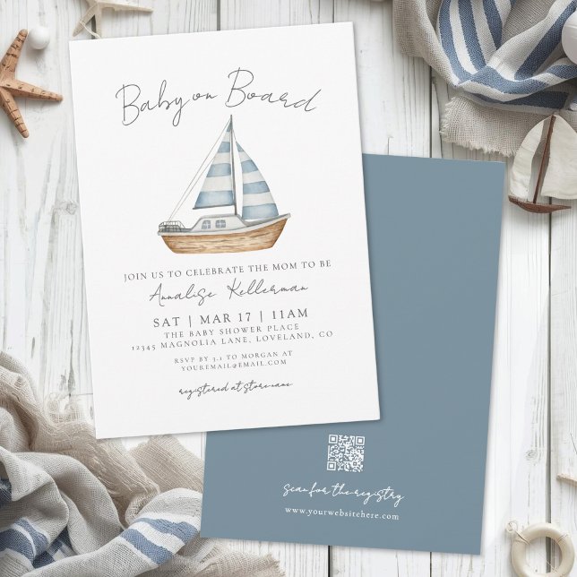 Baby On Board Nautical Baby Shower Einladung (Baby On Board Nautical Baby Shower Invitation)