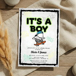 Baby on Board Skateboard Baby Shower party Invitat Einladung