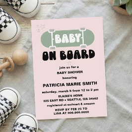 Baby on Board Skateboard Baby Shower party Invitat Einladung