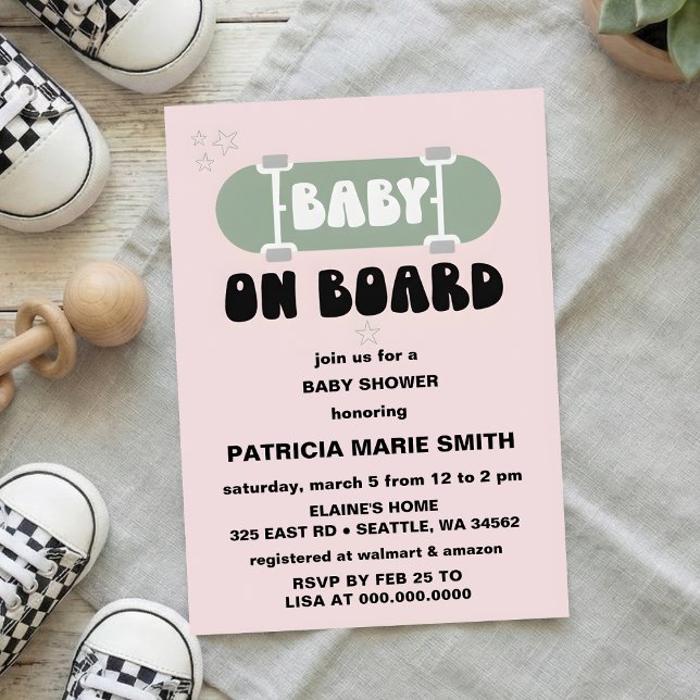 Baby on Board Skateboard Baby Shower party Invitat Einladung (Von Creator hochgeladen)
