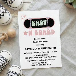 Baby on Board Skateboard Baby Shower party Invitat Einladung