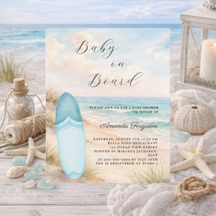 Baby on Board Surfbrett Junge Baby Shower Einladun