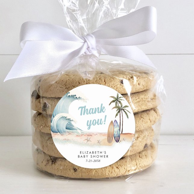 Baby on Board Surfing Beach Baby Dusche Vielen Dan Runder Aufkleber (Von Creator hochgeladen)