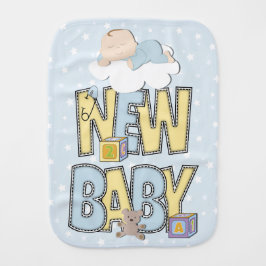Baby On Cloud mit NEUEM BABY auf Lack Baby Spucktuch