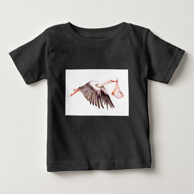 Baby on Stork Baby T-shirt (Vorderseite)