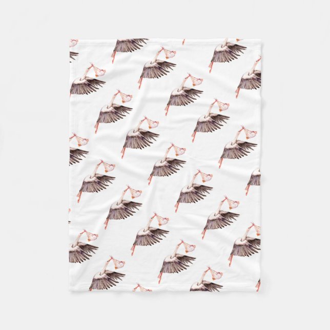 Baby on Stork Fleecedecke (Vorderseite)