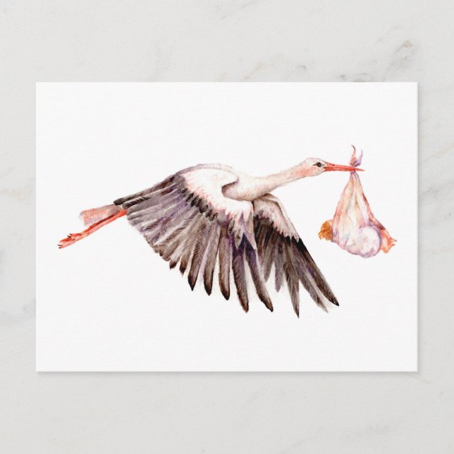 Baby on Stork Postkarte (Vorderseite)