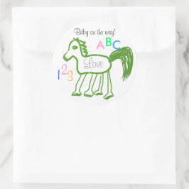 Baby on the Way Green Horse ABC 123 Stickers