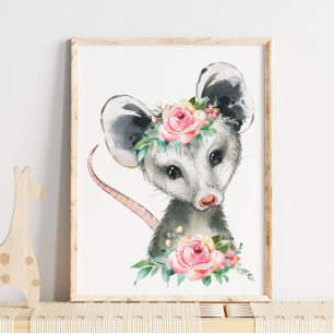 Baby-Opossum-Waldtier-Kinderstube   Wandbilddruck Poster