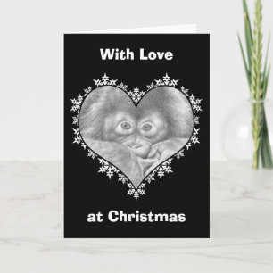 Baby-Orang-Utan Schneeflocke-Herz-Weihnachtskarte Feiertagskarte
