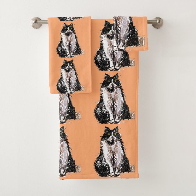 Baby Orange Tuxedo Black Cat Cats Handtuch Set (Insitu)