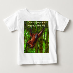 Baby Orangutan & Rainforest Primat Kunstgift Baby T-shirt