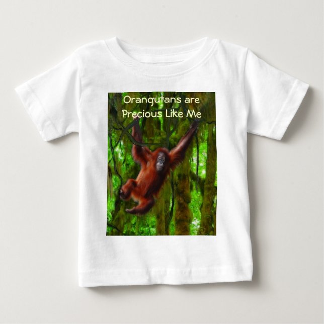 Baby Orangutan & Rainforest Primat Kunstgift Baby T-shirt (Vorderseite)