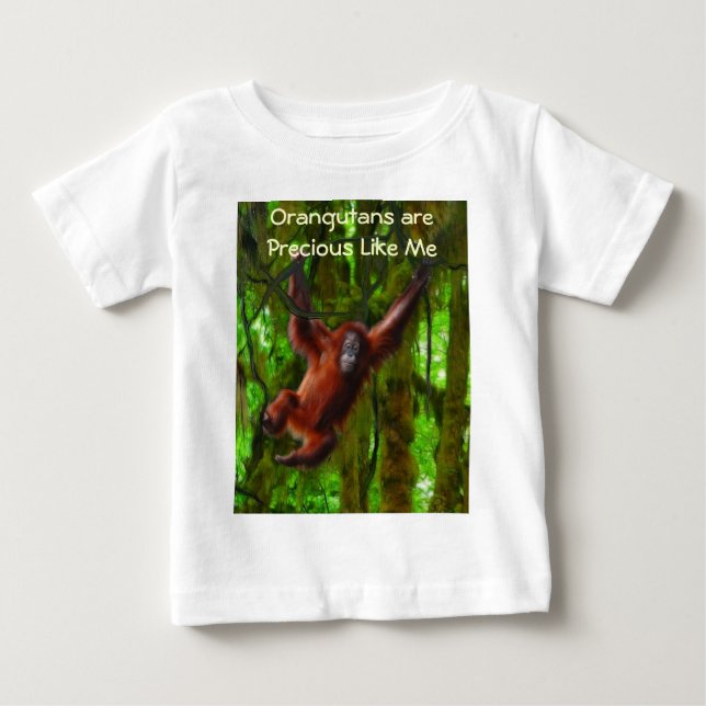 Baby Orangutan & Rainforest Primat Kunstgift T-shirt (Vorderseite)