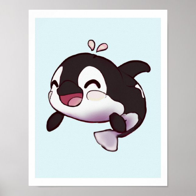 Baby Orca Niedlich Print für Kinder oder Kinderzim Poster (Vorne)