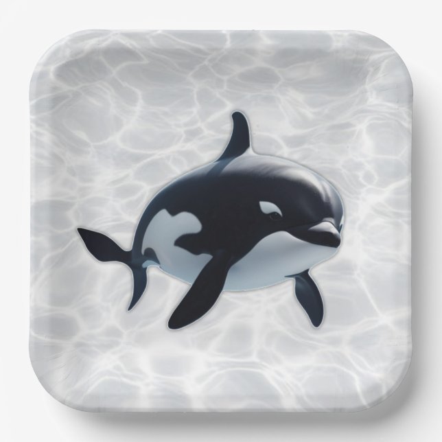 Baby Orca Platter Pappteller (Vorderseite)