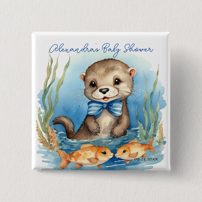 Baby Otter Boy Baby Dusche Button (Vorderseite)