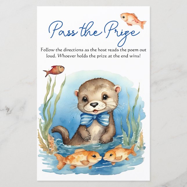 Baby Otter Boy Baby Shower Pass das Preisspiel (Rückseite)