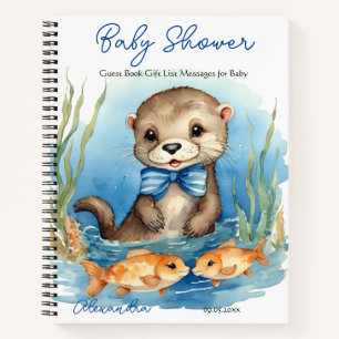 Baby Otter Boy Babydusche Gästeliste Notizbuch