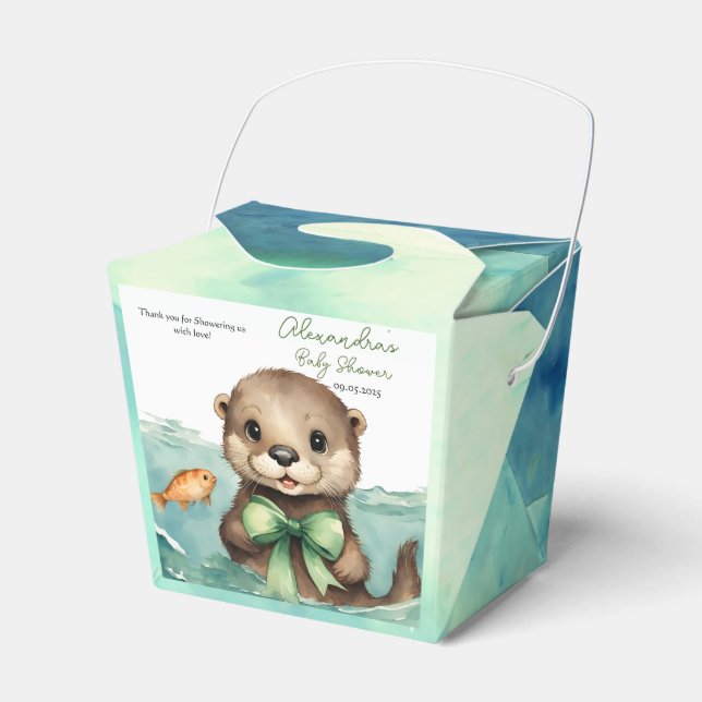 Baby Otter Gender Neutral Baby Dusche Geschenkschachtel (Vorderseite)