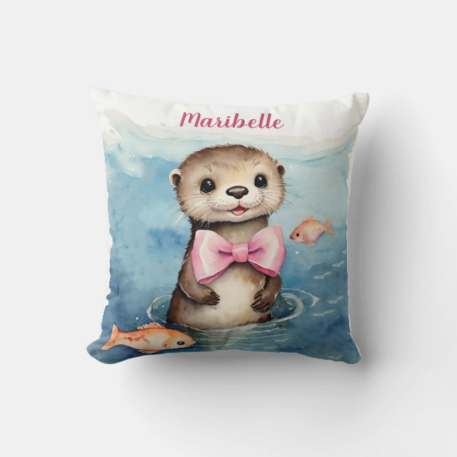 Baby Otter Girls Personalisiert Kissen (Vorderseite)