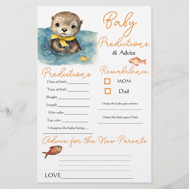 Baby Otter Neutral Baby Predictions Karte (Vorderseite)