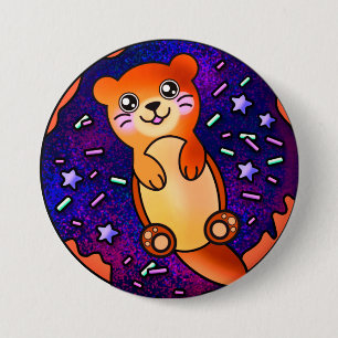 Baby Otter on Donut 2 Button