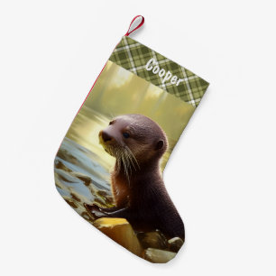 Baby Otter Wildlife Portrait Personalisiert Kleiner Weihnachtsstrumpf
