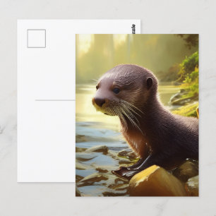 Baby Otter Wildlife Portrait Postkarte